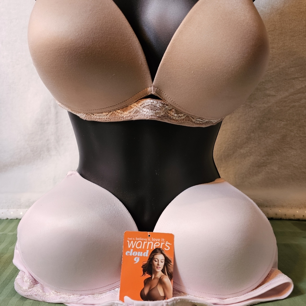 (SOLD) Two Warner's Cloud 9 Wire Free Lift Bras 36B Sand and Light Pink Colors